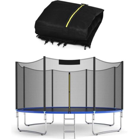 royaluxe -Filet de Securite pour Trampoline 305 CM, Filet de Trampoline 6 Poteaux, Resistant aux UV, Double Fermeture Eclair, Modele Bord Exterieur, Noir