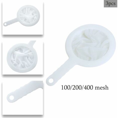 royaluxe - Filtre à Mailles Ultra fines de Cuisine 3 pièces Tamis à jus 100/200/400 Mesh Nylon Réutilisable Passoire Alimentaire Cuillère À Filtre En Nylon Pour Cuisine pour Entonnoir Pâtisserie et Cu