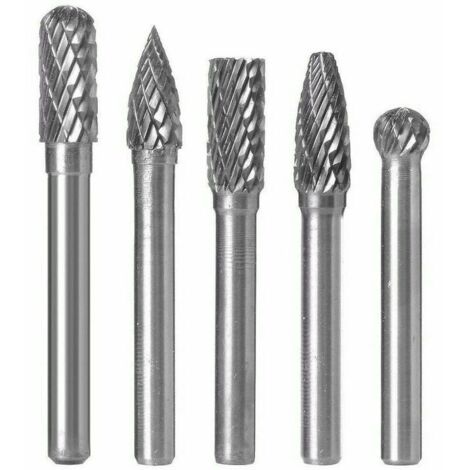 royaluxe -Foret à métaux pour perceuse 5pcs Fraises rotatives en carbure de tungstène à double coupe, lime rotative à tige de 6 8 mm pour ponceuse à perceuse électrique, fraise rotative cylindrique p