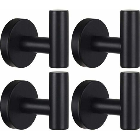 Royaluxe - Gancio portasciugamani da parete, appendiabiti da bagno, gancio per accappatoio, nero opaco, acciaio inox SUS 304 resistente, gancio per asciugamani/accappatoio/guardaroba, gancio per spugn