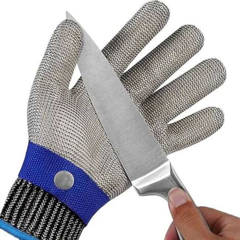 royaluxe - Gants Anti-Coupure Niveau 9, Protection Cuisine et Huître, Maille Acier Inoxydable pour Boucher, Découpe de Viande (Taille XL)