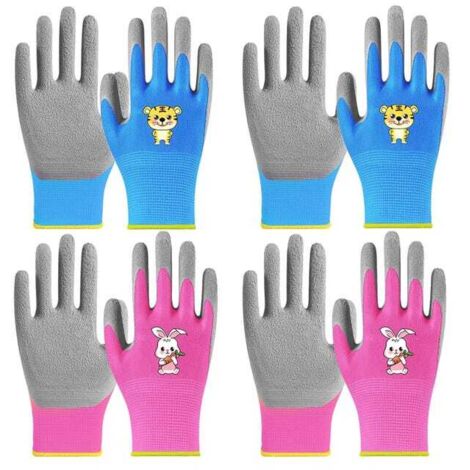 royaluxe - Gants de Travail pour Enfants (4 Paires), Gants de Sécurité pour Bricolage, Peinture et Activités Extérieures, Taille 5-9 ans