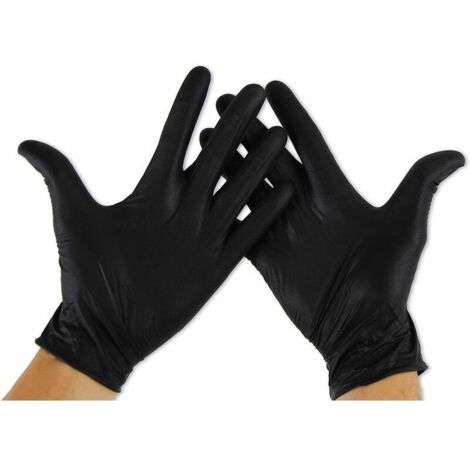 royaluxe -Gants nitrile noir taille XL (x1 boîte de 100 unités), gants jetables non poudrés, gants noirs sans latex, gants jetables nitrile XL, gants nitrile noir (SANS LATEX)