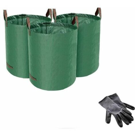 royaluxe - Grands sacs poubelles de jardin Lot de 3 sacs poubelles étanches avec poignée Ripstop Leaf Grass Bags Extérieur