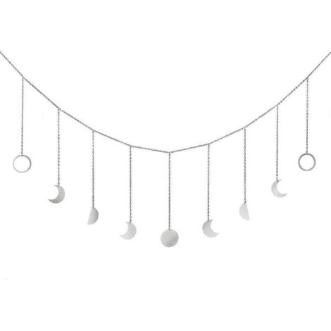 royaluxe- Guirlande de lune à suspendre au mur, phase de lune, décoration de maison Boho, Argento