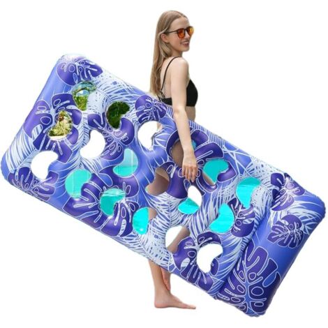 royaluxe -Hamac gonflable, chaise de piscine gonflable 180 x 90 cm, radeau de piscine flottant, matelas flottant avec trous pour adultes, piscine de plage pour enfants, fête d'été, rangée flottante, j