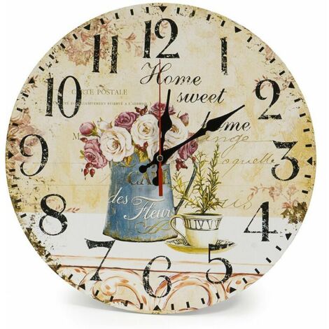 royaluxe - Home 30cm Vintage Horloge Murale Rustique, silencieuse en Bois Cadran Horloge minuteur pour la Maison Salon Chambre Bureau Café Bar Decor（B）