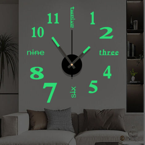 royaluxe -Horloge lumineuse silencieuse diy horloge murale numérique tridimensionnelle salon horloge murale numérique autocollante ménage 50cm de diamètre