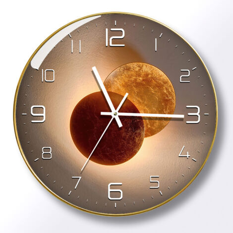 royaluxe - Horloge Murale Design Moderne Silencieuse, Horloge Murale Mute Silencieuse Pendule Murale pour La Chambre Cuisine Salon, Horloge Murale Digitale pour Bureau et Cafétéria - Or