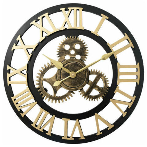 royaluxe - Horloge Murale Extérieure 40cm Jardin Vintage Étanche Rétro Industriel Coutil （Gold Rome）