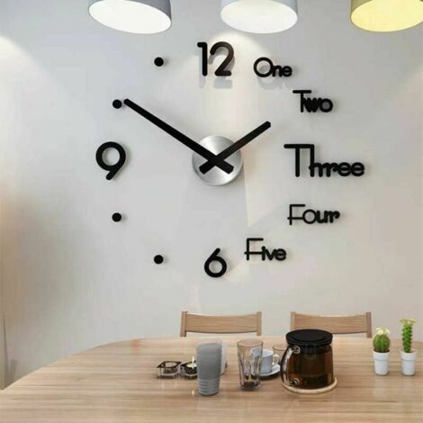 royaluxe - Horloge murale moderne mode mur pendule horloge murale sans cadre 3D miroir autocollant bureau hôtel décoration de la maison bricolage horloge murale