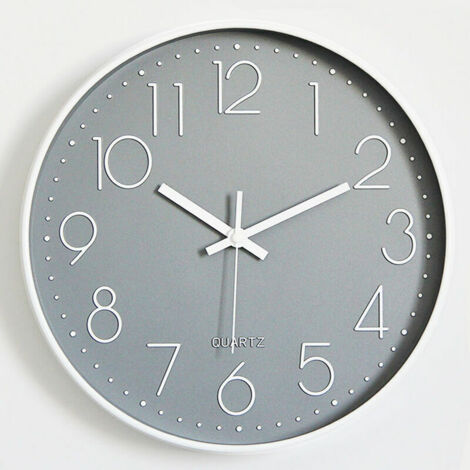 royaluxe - Horloge murale sans tic-tac, horloge murale ronde de 30 cm, horloge murale à quartz moderne, grande horloge murale décorative, horloge murale pour enfants, horloge murale de cuisine, adapté