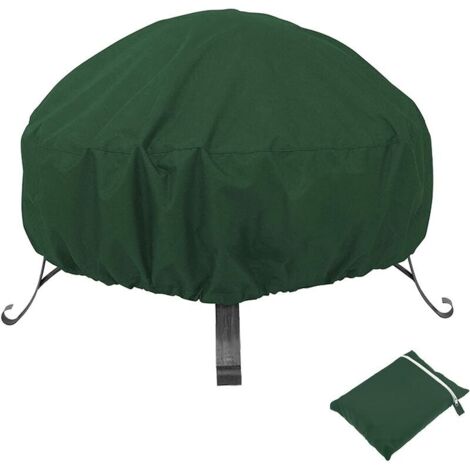 royaluxe - Housse de foyer ronde, bâche imperméable et réutilisable pour foyer extérieur avec cordon de serrage (122 x 46 cm, vert)