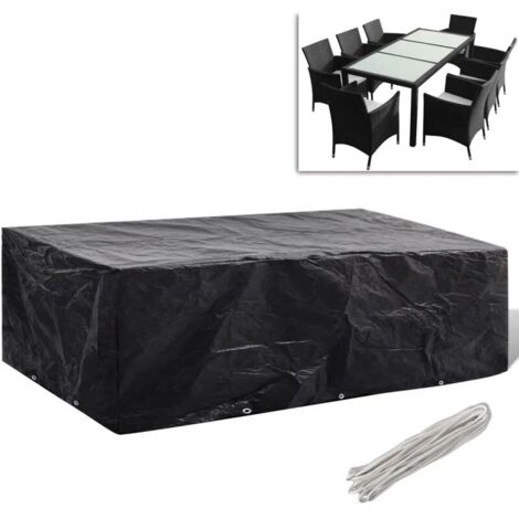 royaluxe - Housse de protection housse salon de jardin bâche 8 personnes poly rotin 10 oeillets 300x140 cm