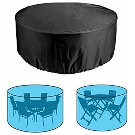 royaluxe - Housse de protection ronde pour meubles de jardin - Imperméable - Pour table ronde et table de balcon - Noire - 229,9 x 110 cm