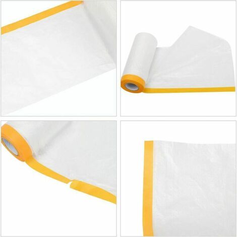 royaluxe -Housse pour mobilier de jardin Rouleau Bâche Protection Peinture en Plastique Masker avec Ruban Adésif Transparent Housse de Canapé Anti-Poussière Imperméable Film Couverture pour Meuble Tab