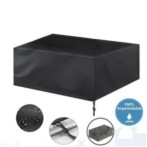 royaluxe - Housse Salon de Jardin Tissu de 420D Oxford  308X138X98 cm Noir Protéger les meubles
