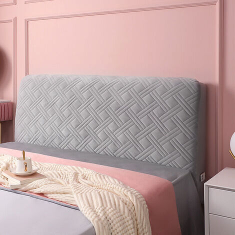 royaluxe -Housse Tête De Lit 180, Couverture De Tête De Lit,velours Tissu Extensible Épaissir,Anti-poussière Lavable Housse De Dossier Tout Compris (Color : Light gray, Size : 180x73cm)