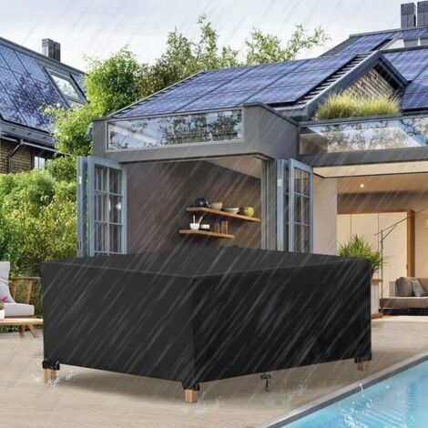 royaluxe -Housses de Meubles 123x123x74cm. Housse Salon de Jardin Imperméable. Housse de Protection Meubles Couverture de Jardin pour Table. Canapé. Inclinable. Chaises. Noir