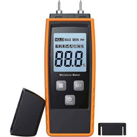 royaluxe -Humidimètre numérique pour bois avec écran LCD rétroéclairé – Test d'humidité portable pour détecter les fuites de bois de chauffage, d'humidité et de mortier de ciment Détect d'humidité