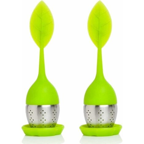 royaluxe - Infuseur Thé avec Soucoupe boule a the infuseur en Silicone Alimentaire & Passoire en Acier inoxydable infuseur the - Vert (Set de 2),