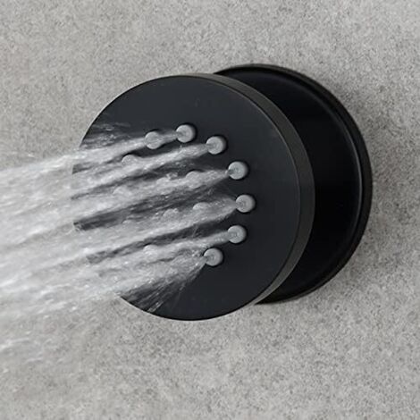 royaluxe - Jet De Corps De Douche Noir Mat, Jets De Massage Ronds En Laiton Massif, Jets De Corps De Douche Muraux Jets De Pulvérisateur Latéraux De Sp