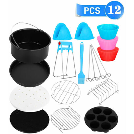 royaluxe - Kit d'accessoires pour friteuse à air de remplacement pour friteuse à air Cosori/ Ninja/ Phollips/ Gowise et la plupart des marques 12 pièces/ensemble, 6 pouces