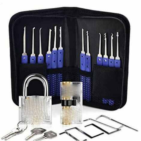 royaluxe - Kit de crochetage, outils de formation pour kit de crochetage, poignée en silicone confortable, pour serruriers débutants et professionnels - Bleu