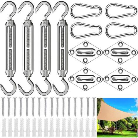 royaluxe -Kit de Fixation Voile d'ombrage,Kit de Montage Fixations d'ombrage de Voile,Kit de Fixation pour Voile de Jardin pour Jardin
