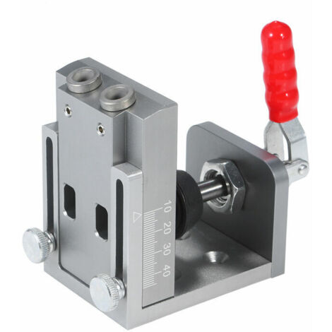 royaluxe - Kit de gabarit de localisateur de trou de poche en alliage d'aluminium Positionneur de guide de perçage de trou oblique à angle de 15 degrés avec outil de travail du bois à serrage rapide, 
