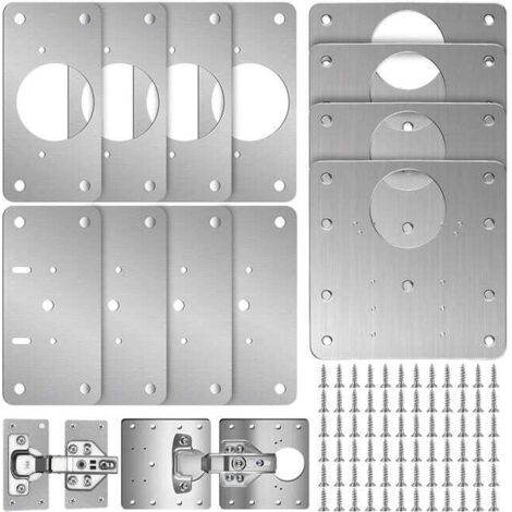 royaluxe - Kit de réparation de charnières de porte, 12 pièces, avec vis, pour meubles, plaques latérales de charnière