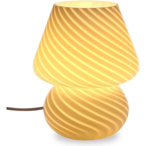 royaluxe -Lampe champignon, lampe de chevet en verre de Murano translucide, style vintage rayé, petite décoration de nuit en forme de champignon, tourbillon lumineux pour ambiance, enfants, chambre à 