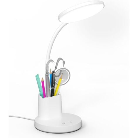 royaluxe -Lampe de bureau, lampe de bureau LED pour bureau à domicile, lampe de table tactile avec 3 modes de coul, bras réglable à 360°, lampe de bureau à intensité variable avec support pour stylo e