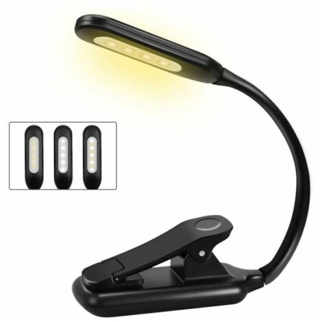 royaluxe -Lampe de Lecture, Rechargeable Liseuse Lampe Clip 9 LED, 3 Mode Luminosité (Blanc Froid&Chaud), 360° Cou Flexible, lampe de lecture pour lire au lit, Pince Lampe Livre pour Lecture Nocturne