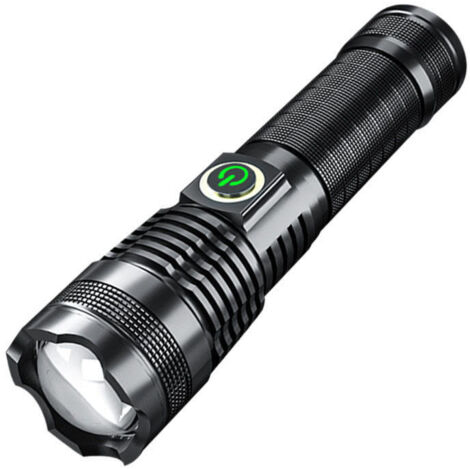 royaluxe - Lampe de Poche Ultra Puissante , Rechargeable par USB XHP70 Lampe Torche Puissante avec Zoomable, Étanche, pour Camping, Randonnée, Vélo, Activités de Plein Air(pile non incluse)