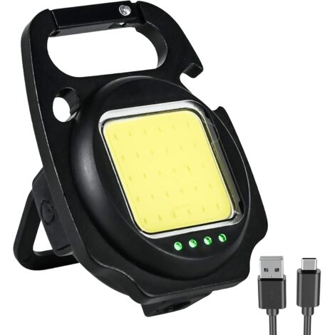 royaluxe - Lampe de travail portable 4 modes, mini lampe torche LED, lampe d'inspection rechargeable USB, lampe de travail porte-clés avec support, ultra-lumineu
