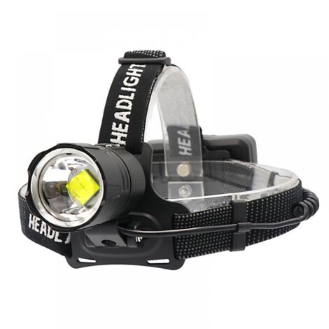 royaluxe - Lampe frontale LED haute puissance 10 000 lumens, XHP70, rechargeable par USB, 3 modes, zoomable, étanche, avec batterie pour une utilisation intérie