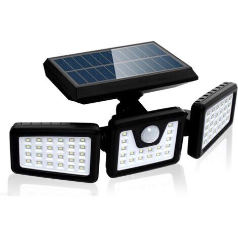 royaluxe -Lampe Solaire De Sécurité à Détecteur De Mouvement, Spot Mural Extérieur Puissant Avce 3 Têtes,550 Lumen