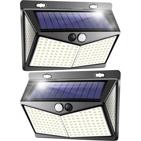 royaluxe -Lampe Solaire Extérieure, Spot Solaire Extérieur LED, 208 LED Capteur de Mouvement Extérieur LED Projecteur, Capteur de Lumière Extérieur, Lampe de Piscine de Jardin - Paquet de 2
