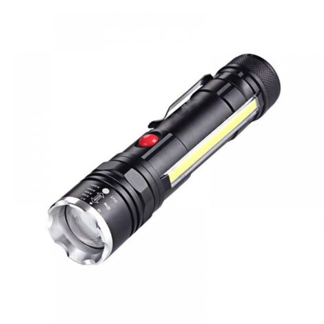 royaluxe - Lampe torche rechargeable USB, lampe torche LED magnétique, lampe de travail de poche ultra-lumineuse avec clip, extensible et étanche