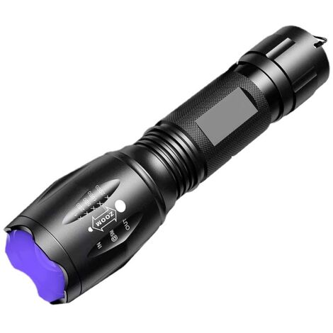 royaluxe - Lampe torche UV 2 en 1, lampe torche LED 3500 lm, lampe torche militaire, lampe torche à lumière ultraviolette UV avec 4 modes, zoom avant/arrière, 39