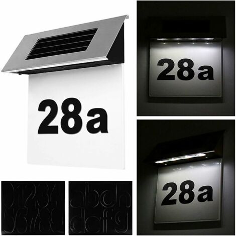 royaluxe -Lampes solaires d'extérieur pour numéros de maison, plaque de porte en acier inoxydable avec numéro de porte, numéro de porte extérieur pour maison, jardin et cour Guazhuni
