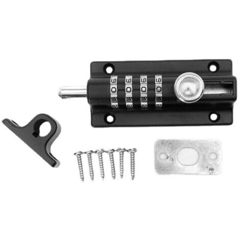 royaluxe -Loquet de Verrouillage à Combinaison Verrou à Combinaison à 4 Chiffres Verrou de Porte à Code Mécanique Serrure Sans Clé Glissière Verrou de Porte Inviolable pour Armoire Jardin,