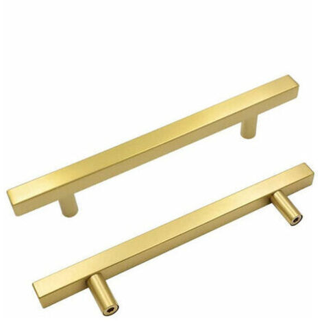 royaluxe - Lot de 10 Poignée de Meuble Cuisine Laiton Poignée Tiroir Laiton Brossé - Poignée Entraxe 128mm Poignee Meuble Dorée en Acier Inoxydable avec Vis