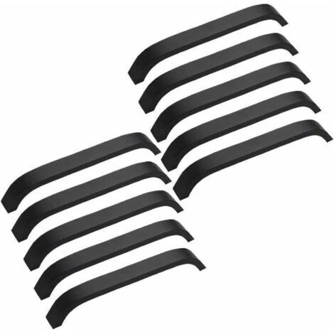 royaluxe - Lot de 10 Poignées de Meuble Cuisine Noires Poignées de Placard Porte Cuisine Meuble Placard Entraxe 160mm