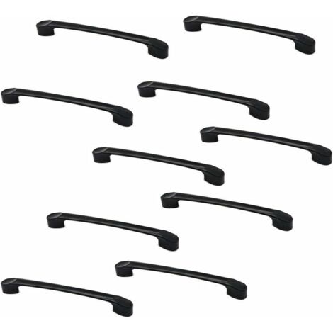 royaluxe - Lot De 10 Poignées De Porte D'armoire Et De Tiroir En Alliage De Zinc Noir Mat Longueur 166 Mm