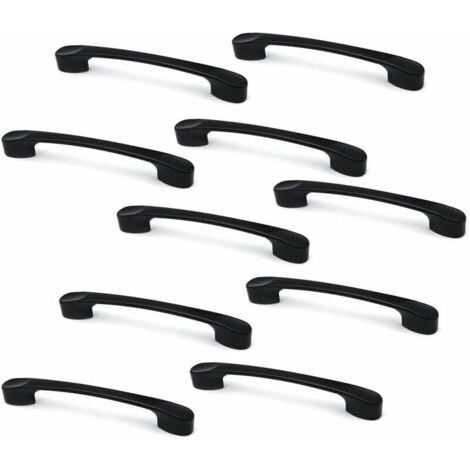 royaluxe - Lot De 10 Poignées De Porte De Placard Et De Tiroir En Alliage De Zinc Noir Mat 135 Mm De Long
