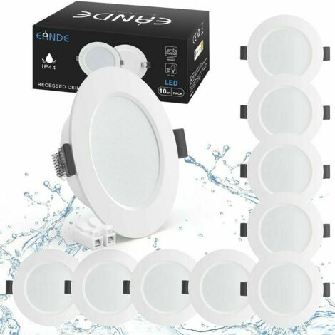 royaluxe --Lot de 10 Spots LED Encastrable 5W IP44 98mm, Blanc Neutre 4000K Éclairage encastré Étanche 450lm, Spot LED Extra Plat 25mm, Spots de Plafond 230V pour Salle de Bain Salon Cuisine, Trou 70-