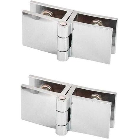 royaluxe - Lot de 2 charnières de porte de bibliothèque en verre, pivot à 180°, clip bilatéral, facile à installer, pince en verre, pratique, durable