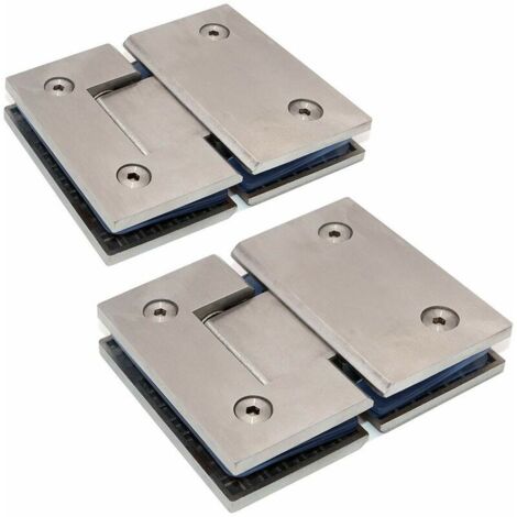 royaluxe- Lot de 2 charnières de porte de douche en verre vers support en verre, ouverture et fermeture à 180 degrés, serrage en acier inoxydable 304, convient pour vitrine en verre de 6-12mm